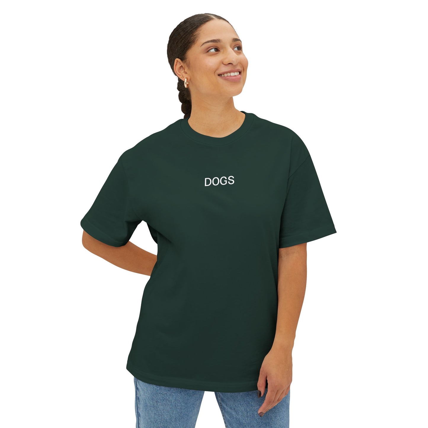 Unisex Oversized Boxy Tee - "DOGS" Graphic Tee for Dog Lovers