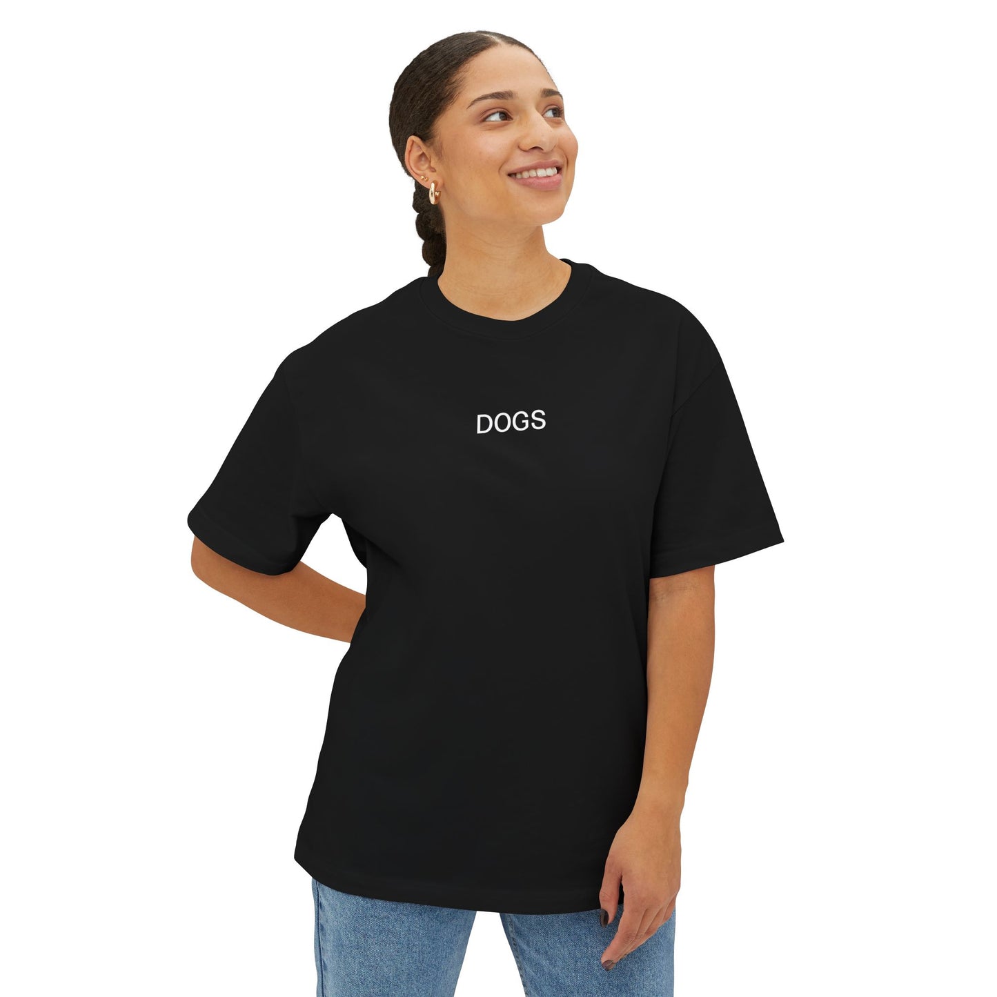 Unisex Oversized Boxy Tee - "DOGS" Graphic Tee for Dog Lovers