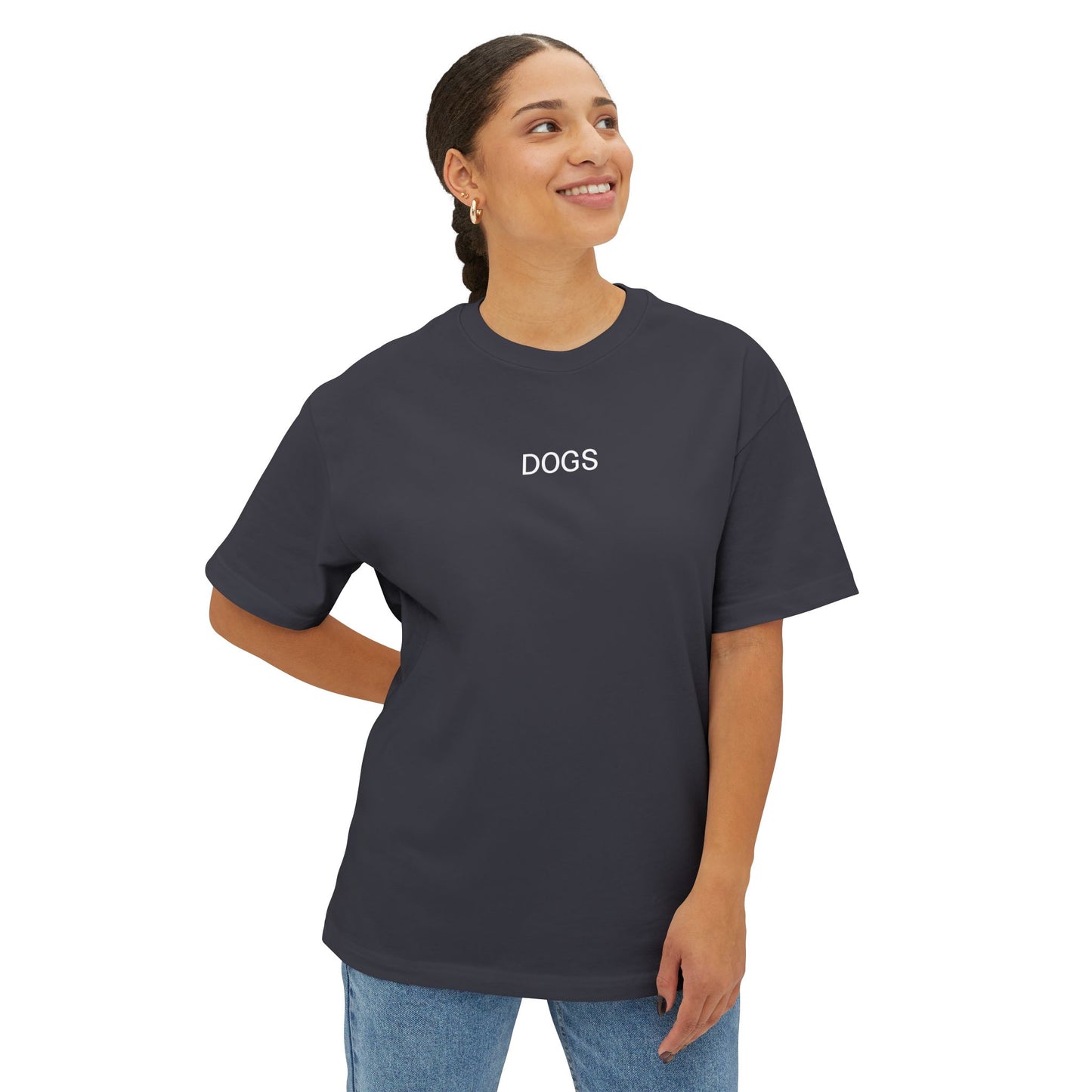 Unisex Oversized Boxy Tee - "DOGS" Graphic Tee for Dog Lovers