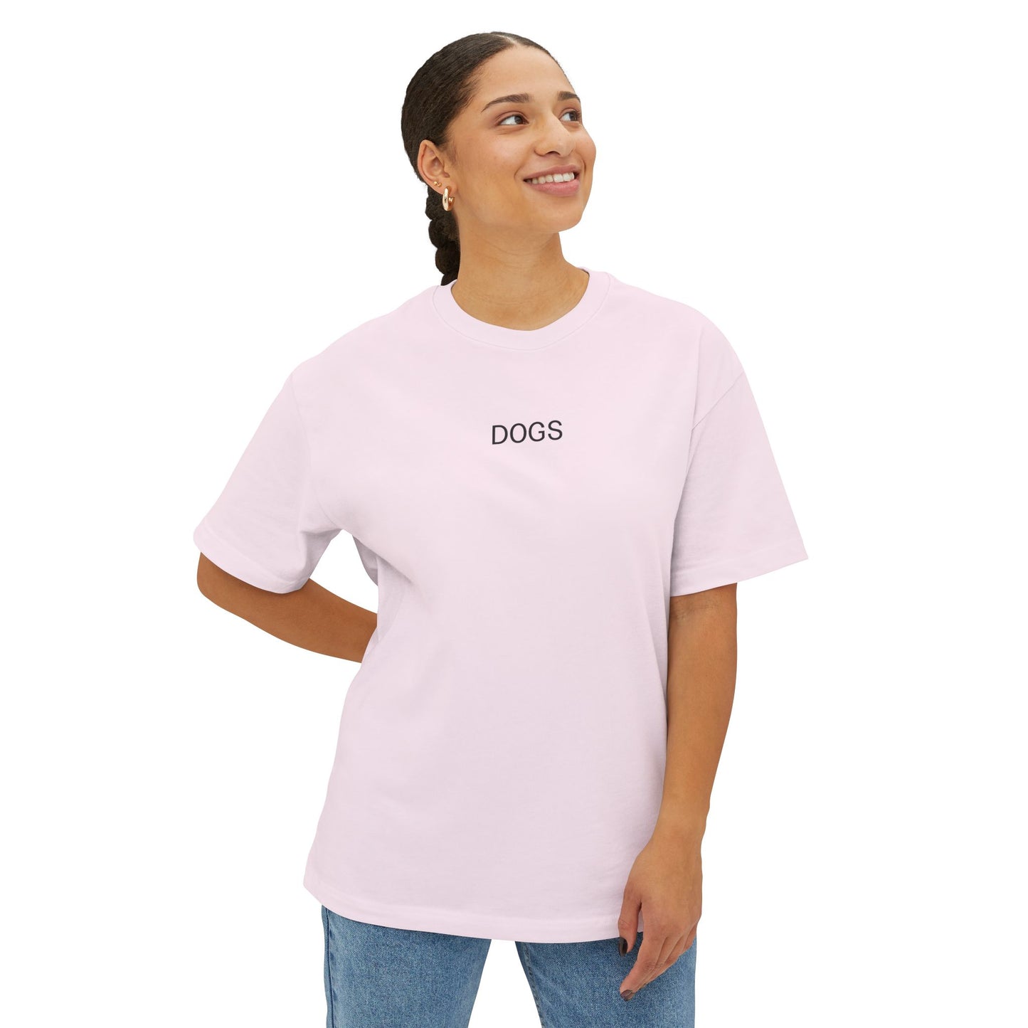 Unisex Oversized Boxy Tee - "DOGS" Graphic Tee for Dog Lovers