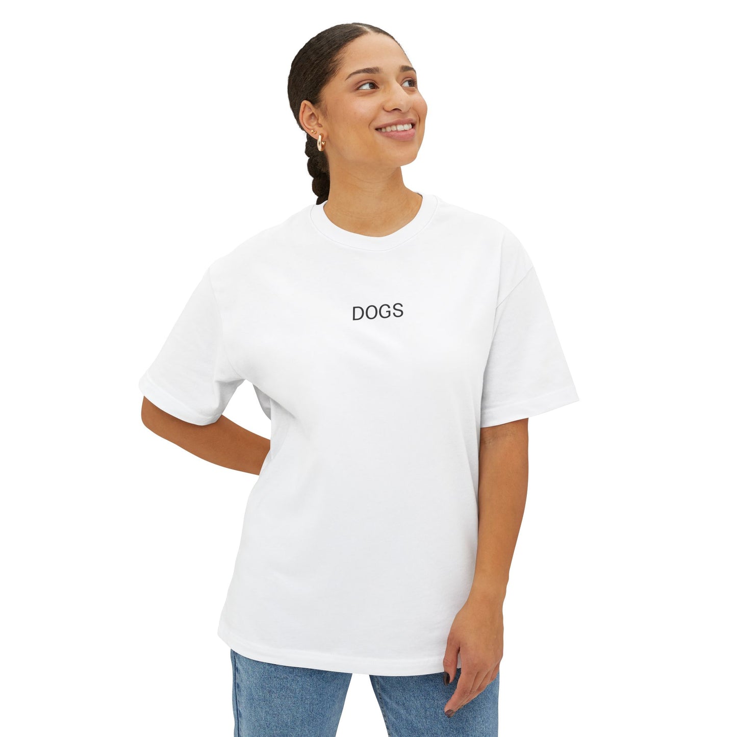 Unisex Oversized Boxy Tee - "DOGS" Graphic Tee for Dog Lovers