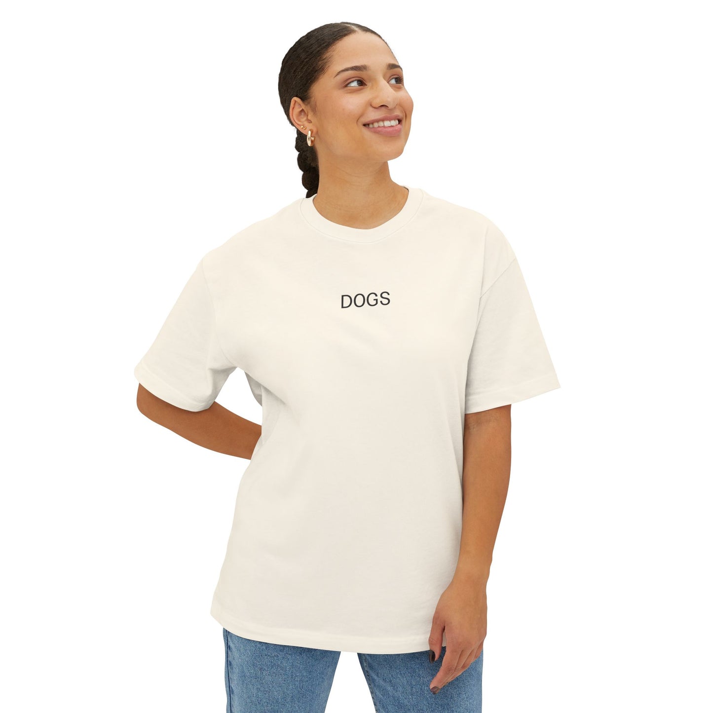 Unisex Oversized Boxy Tee - "DOGS" Graphic Tee for Dog Lovers