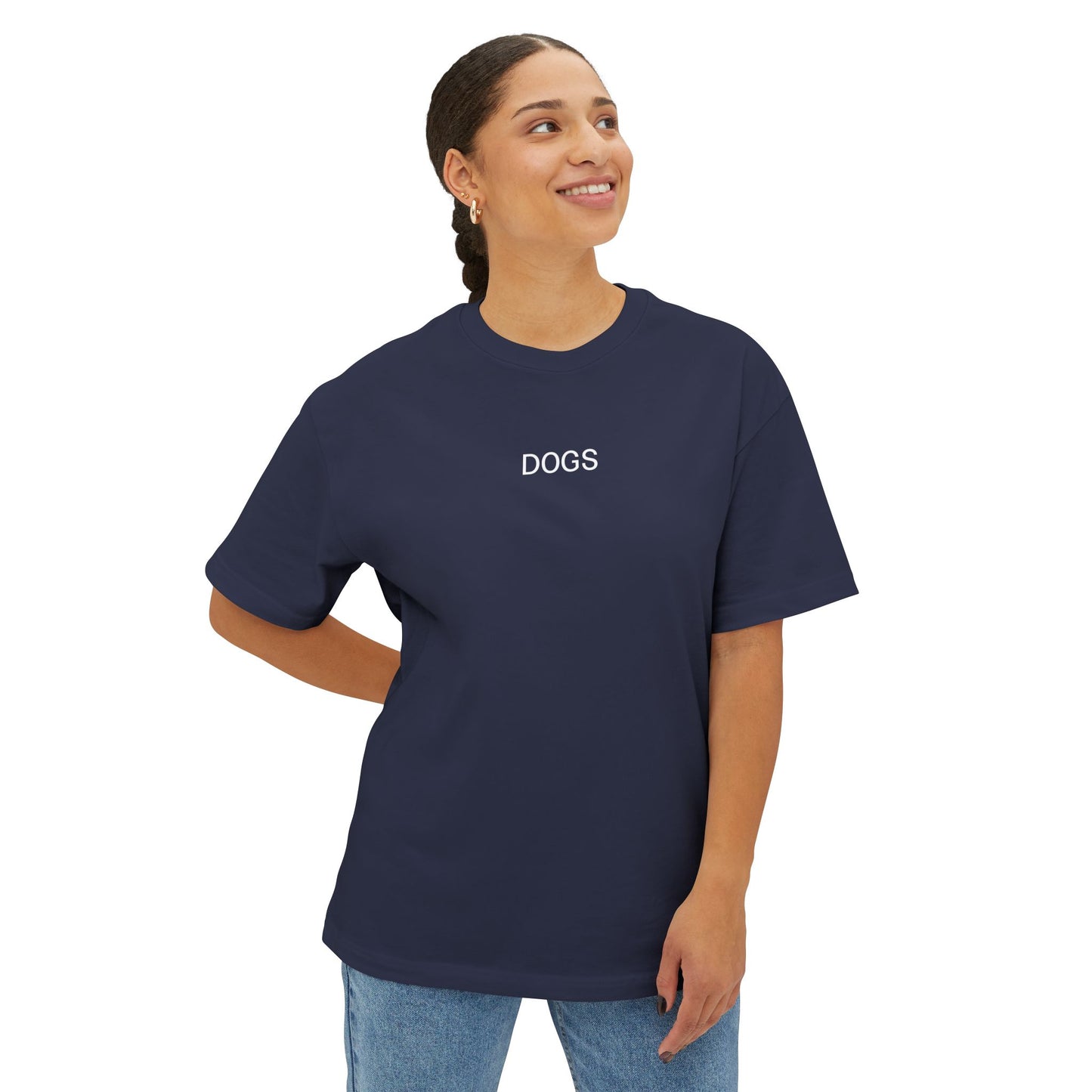 Unisex Oversized Boxy Tee - "DOGS" Graphic Tee for Dog Lovers
